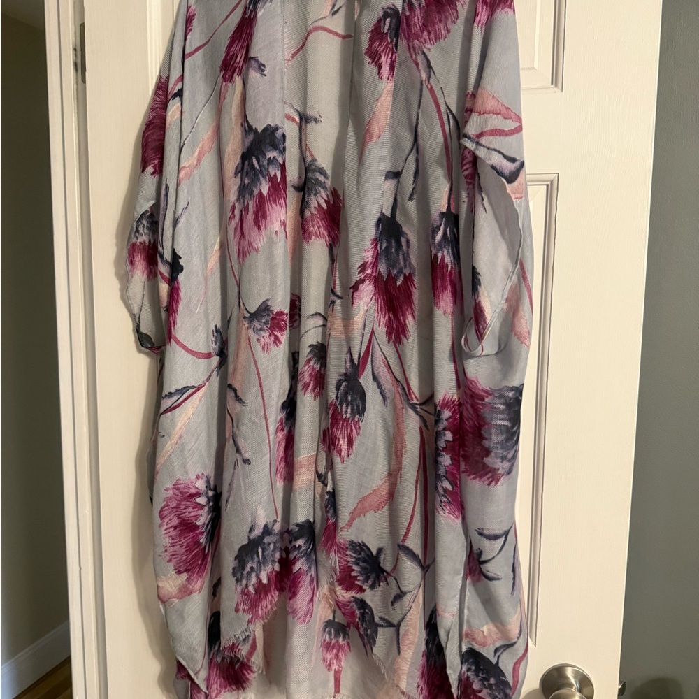 NWOT Floral Kimono with Pink and Purple Accents one size